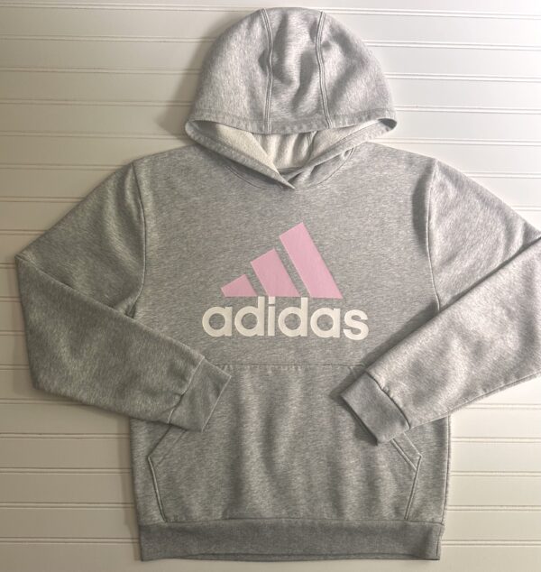 Adidas Gray with Pink Logo Hoodie