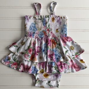 Posh Peanut Cynthia Smocked Tiered Skirted Bodysuit