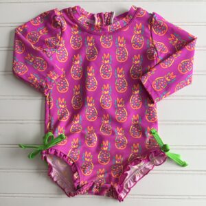 Ruffle Butts Pineapple Print Rashguard Swimsuit