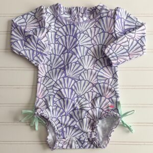 Ruffle Butts Shell Print Rashguard Swimsuit