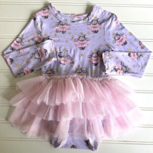Posh Peanut Hippo Tulle-Skirt Bodysuit